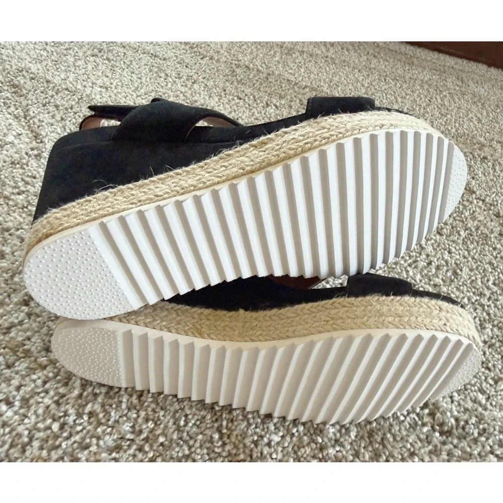 Caslon Jillien Black Suede Espadrille Wedge Sandals Womens Size 6 NEW Vacation